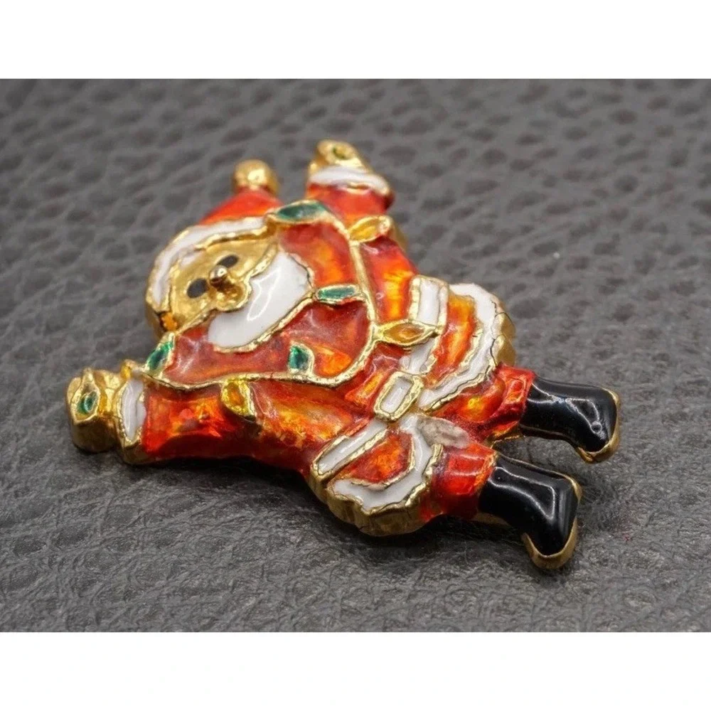 Vintage To Mod Christmas Holiday Enamel Brooch Pin Lot Gold Tone Rhinestone